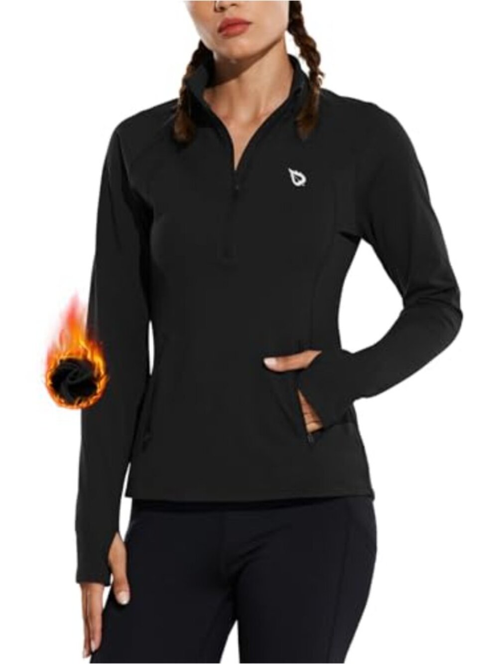 Fleece Half Zip Running Pullover Long Sleeve Thermal Workout Jacket